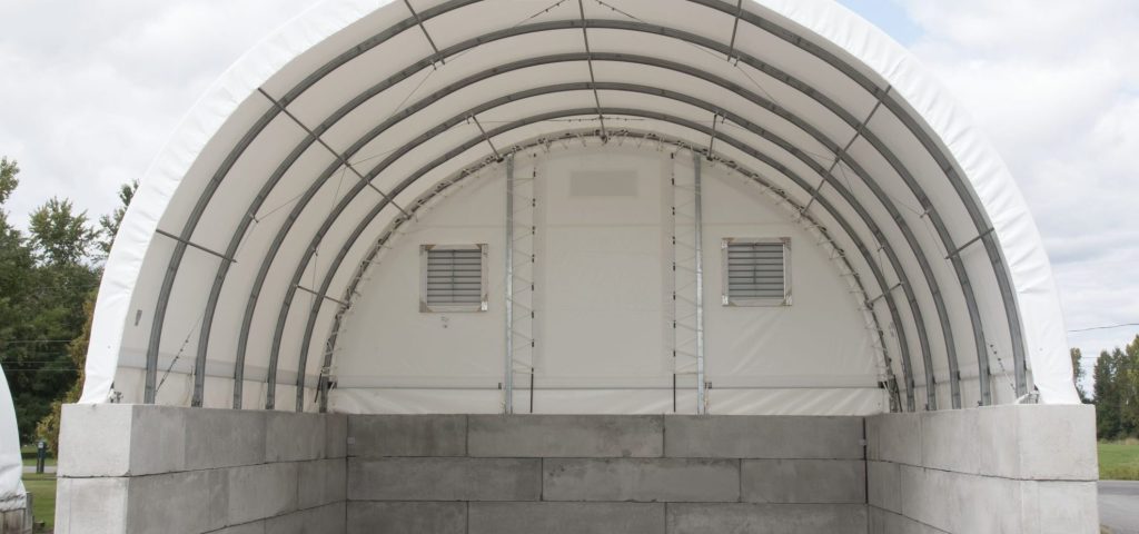 EZDome temporary shelter structure designed for rapid deployment and weather protection