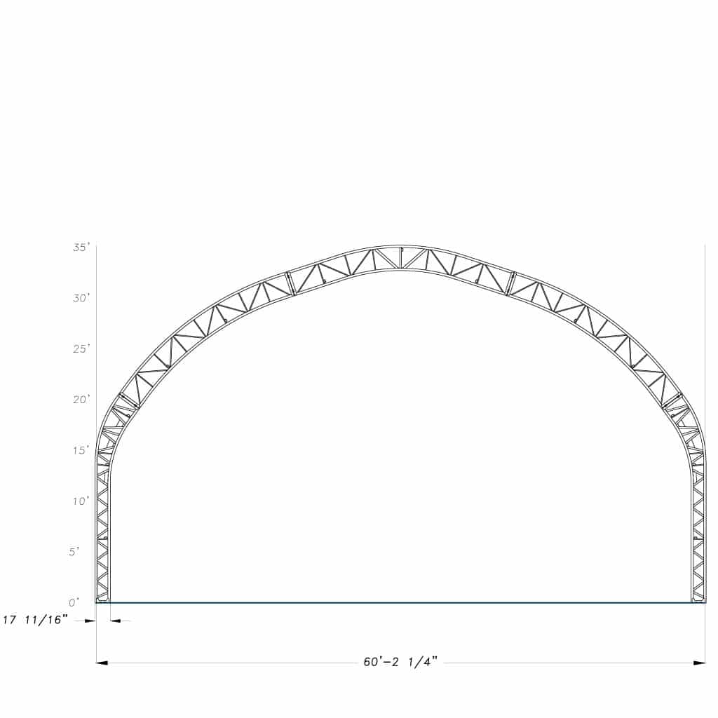 Fabric Buildings Products - Engineered Clear-Span Structures 11 xxp60 - bâtiment en toile de 60' de large - dessin du profile