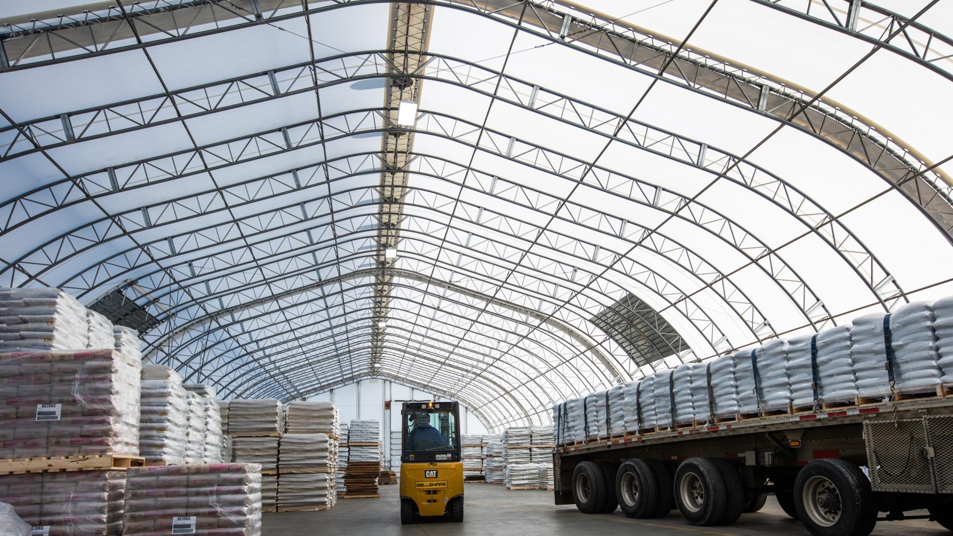 MegaDome Permanent fabric building designed for long-term industrial storage
